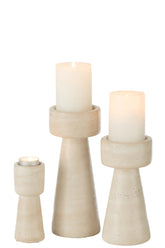 Kandelaar Orlina Cement Creme Large - Kandelaar - J-Line - livinglovely.nl