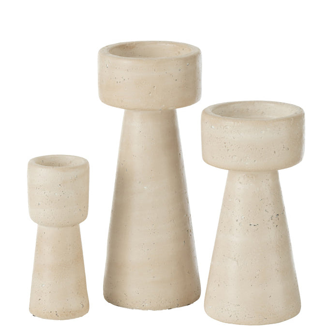 Kandelaar Orlina Cement Creme Large - Kandelaar - J-Line - livinglovely.nl