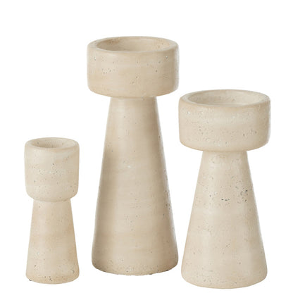 Kandelaar Orlina Cement Creme Large - Kandelaar - J-Line - livinglovely.nl