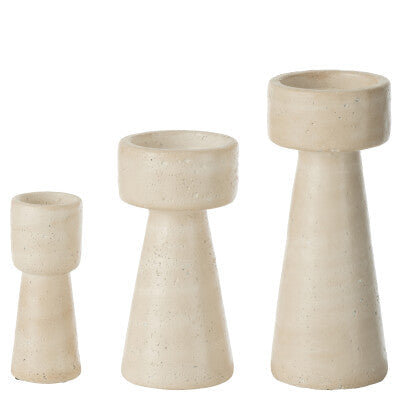 Kandelaar Orlina Cement Creme Medium - Kandelaar - J-Line - livinglovely.nl