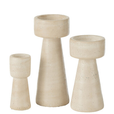 Kandelaar Orlina Cement Creme Medium - Kandelaar - J-Line - livinglovely.nl