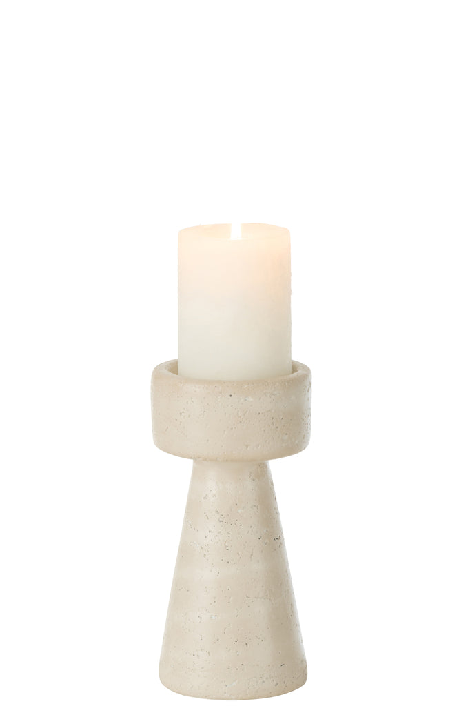 Kandelaar Orlina Cement Creme Medium - Kandelaar - J-Line - livinglovely.nl