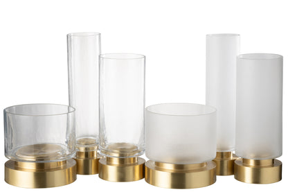 Kandelaar Pia Half Goud Large Set van 2 - Kandelaar - J-Line - livinglovely.nl