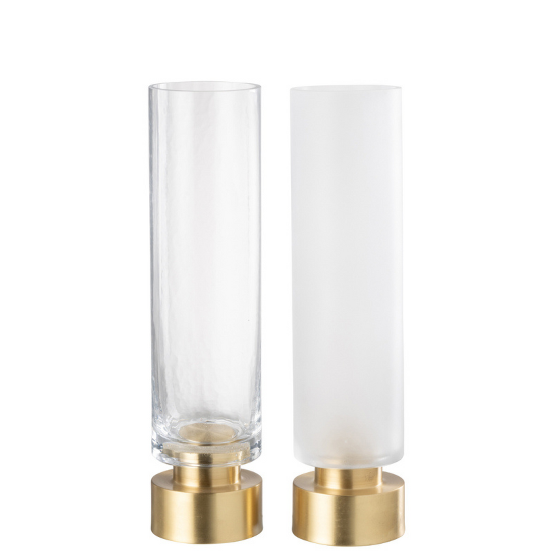 Kandelaar Pia Half Goud Large Set van 2 - Kandelaar - J-Line - livinglovely.nl