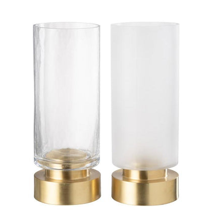 Kandelaar Pia Half Goud Medium Set van 2 - Windlicht - J-Line - livinglovely.nl