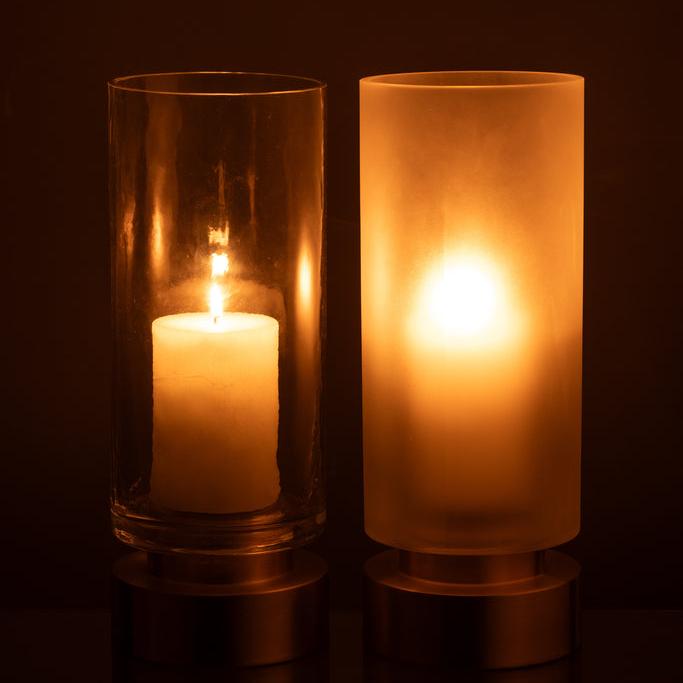 Kandelaar Pia Half Goud Medium Set van 2 - Windlicht - J-Line - livinglovely.nl