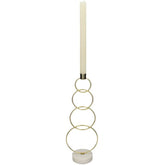 Kandelaar Ringen Goud op marmeren voet 13x9x36cm 1 + 1 Gratis - Kandelaar - Living Lovely - livinglovely.nl