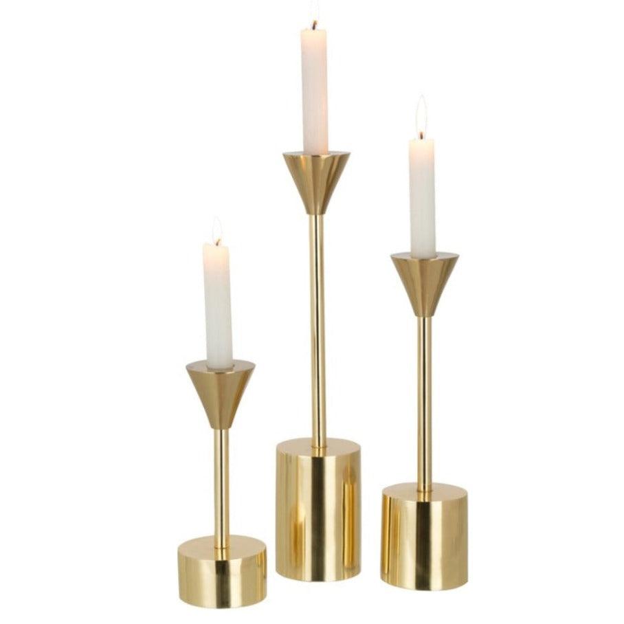Kandelaars Emma Aluminium Blinkend Goud Set van 3 - Kandelaar - J-Line - livinglovely.nl