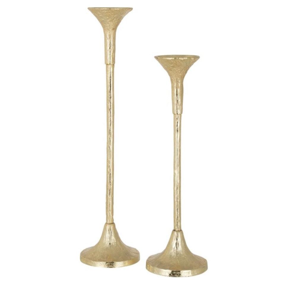 Kandelaars Marie Aluminium Mat Goud Set van 2 - Kandelaar - J-Line - livinglovely.nl