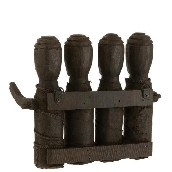 Kapstok Puppets Hout Zwart - Kapstok - J-Line - livinglovely.nl