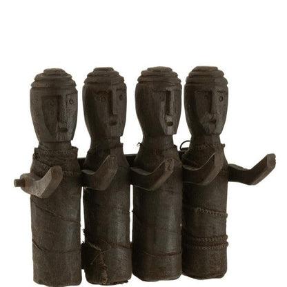 Kapstok Puppets Hout Zwart - Kapstok - J-Line - livinglovely.nl