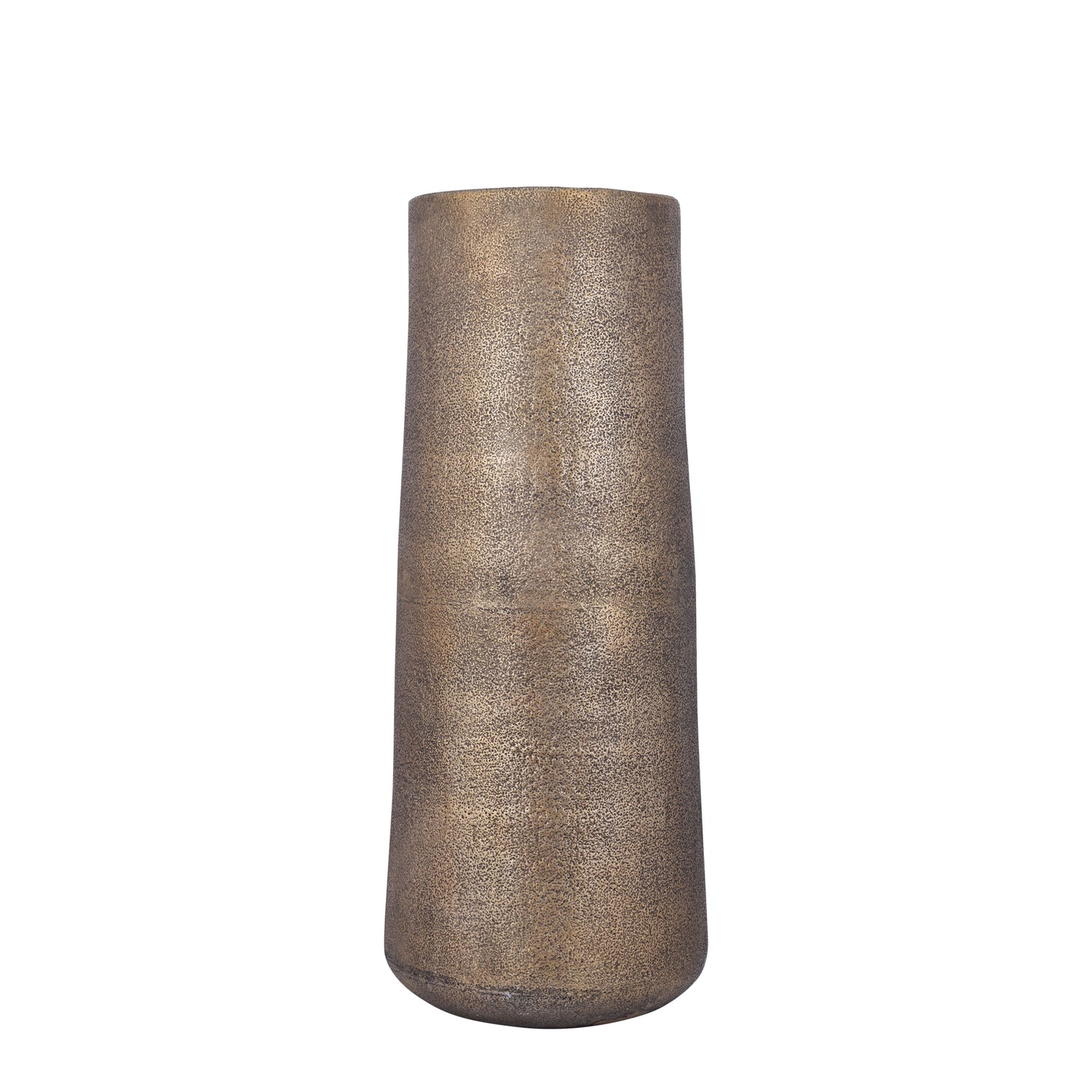 Kardine Antique Gold Alu Pot Dented Pattern High M van PTMD, hoge aluminium pot in antiek goud op witte achtergrond