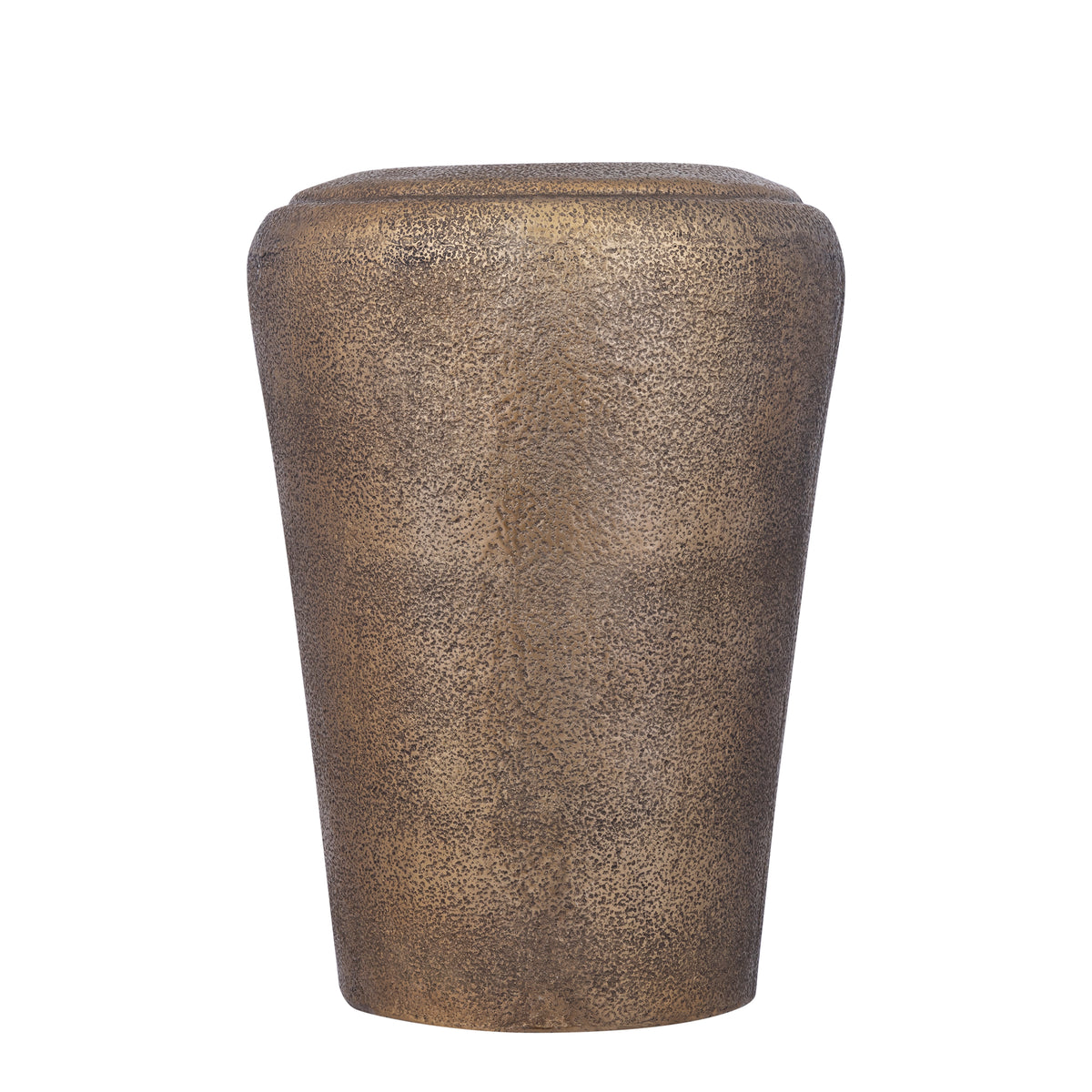 Kardine Antique Gold Alu Pot Dented Round Ø48cm x H65cm van PTMD, pot in antiek goud vanuit een andere hoek