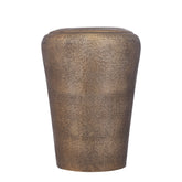 Kardine Antique Gold Alu Pot Dented Round Ø48cm x H65cm van PTMD, pot in antiek goud vanuit een andere hoek