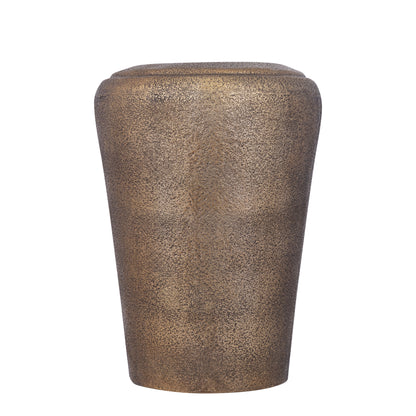 Kardine Antique Gold Alu Pot Dented Round Ø54cm x H76cm van PTMD, grote ronde aluminium pot op witte achtergrond