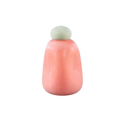 Karlie Orange Matte Glass Bulb Vase Green Top PTMD - Vaas - PTMD - livinglovely.nl