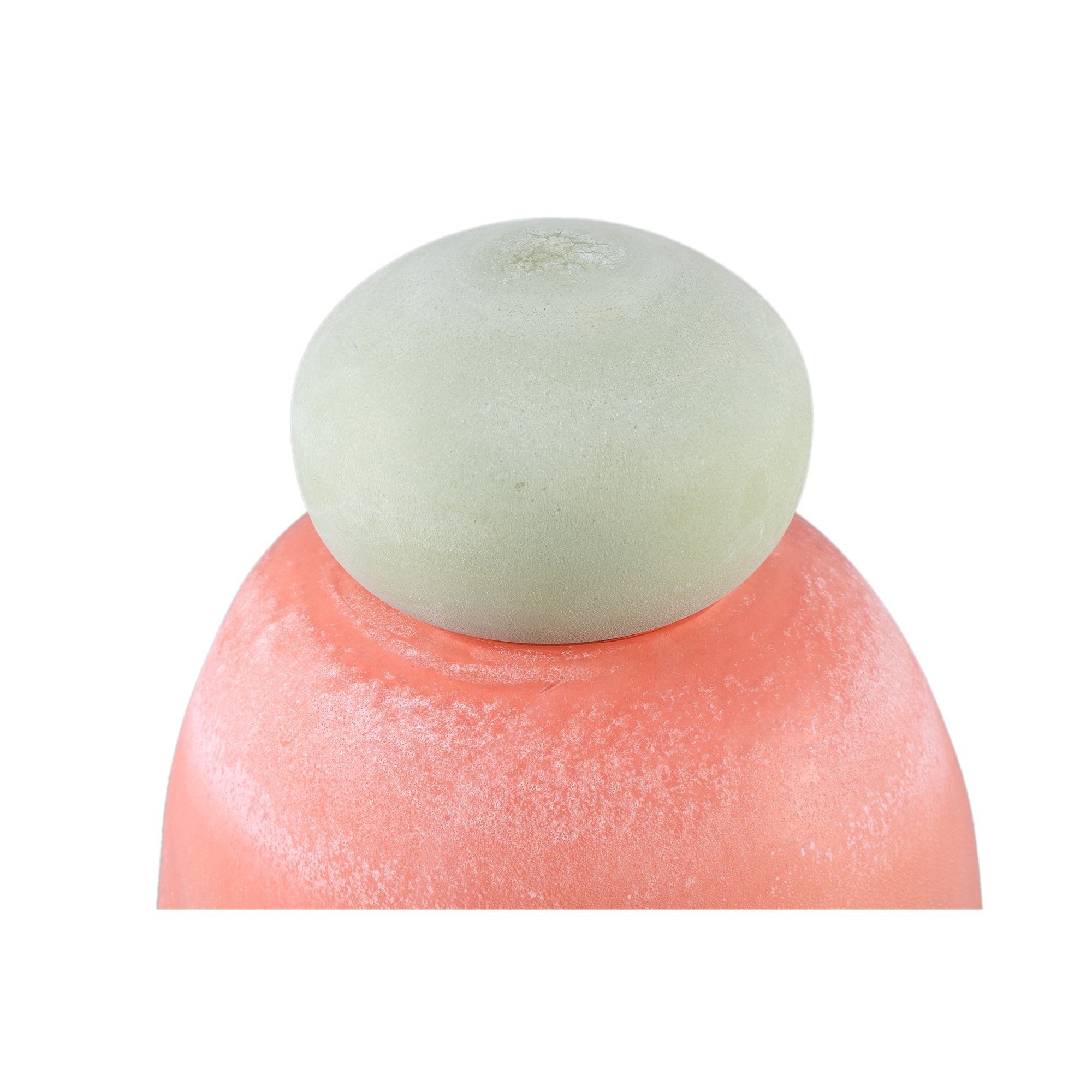 Karlie Orange Matte Glass Bulb Vase Green Top PTMD - Vaas - PTMD - livinglovely.nl