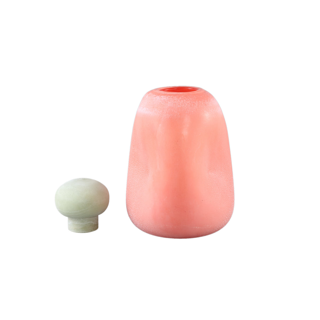 Karlie Orange Matte Glass Bulb Vase Green Top PTMD - Vaas - PTMD - livinglovely.nl