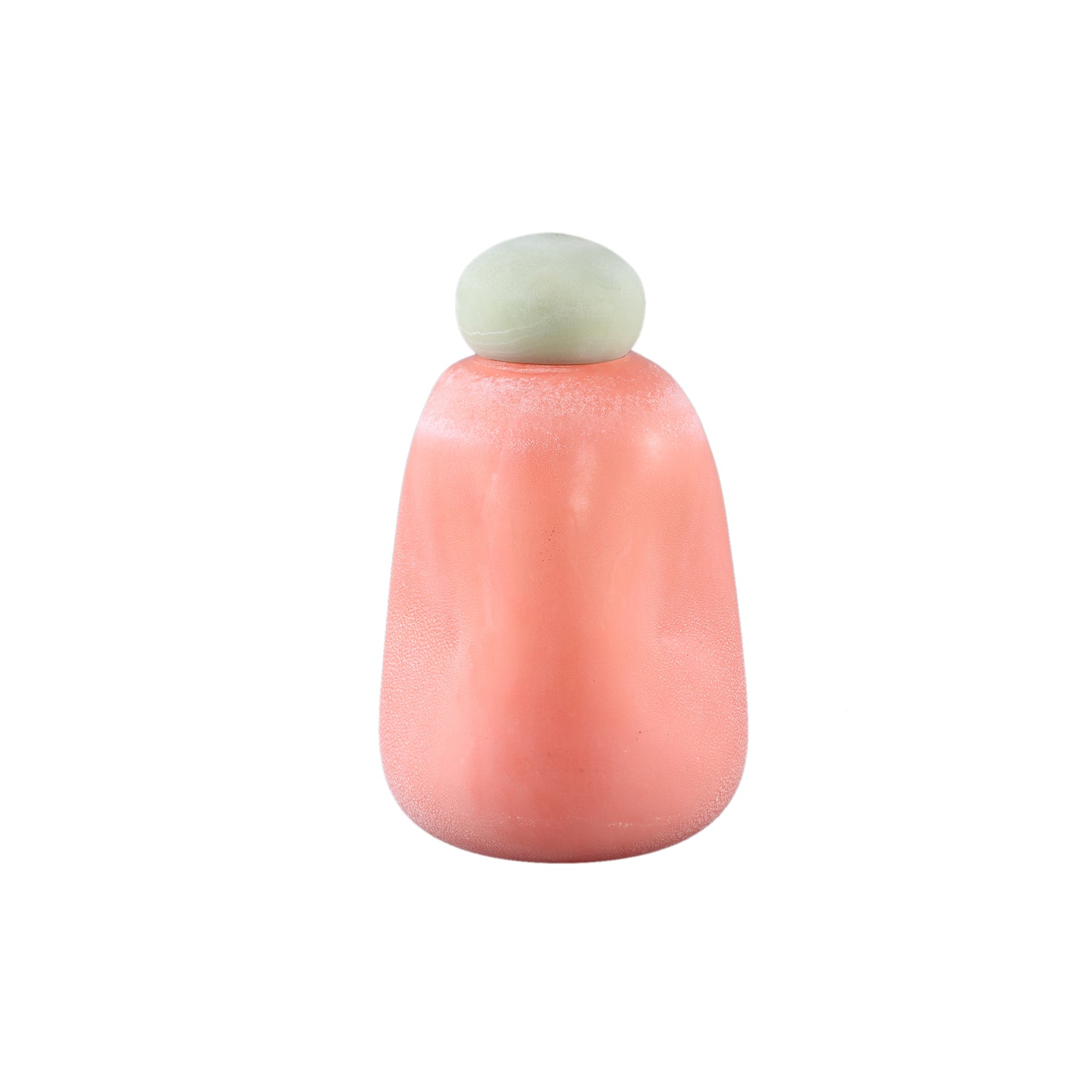 Karlie Orange Matte Glass Bulb Vase Green Top PTMD - Vaas - PTMD - livinglovely.nl