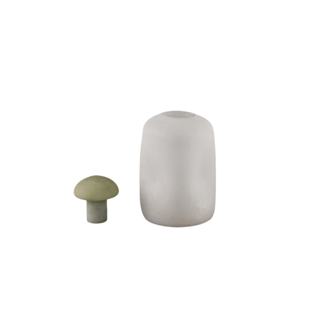 Karlie White Matte Glass Bulb Vase Green Top PTMD 16x16x25 - Vaas - PTMD - livinglovely.nl