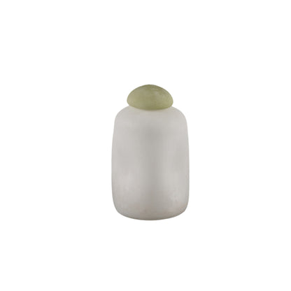 Karlie White Matte Glass Bulb Vase Green Top PTMD 16x16x25 - Vaas - PTMD - livinglovely.nl
