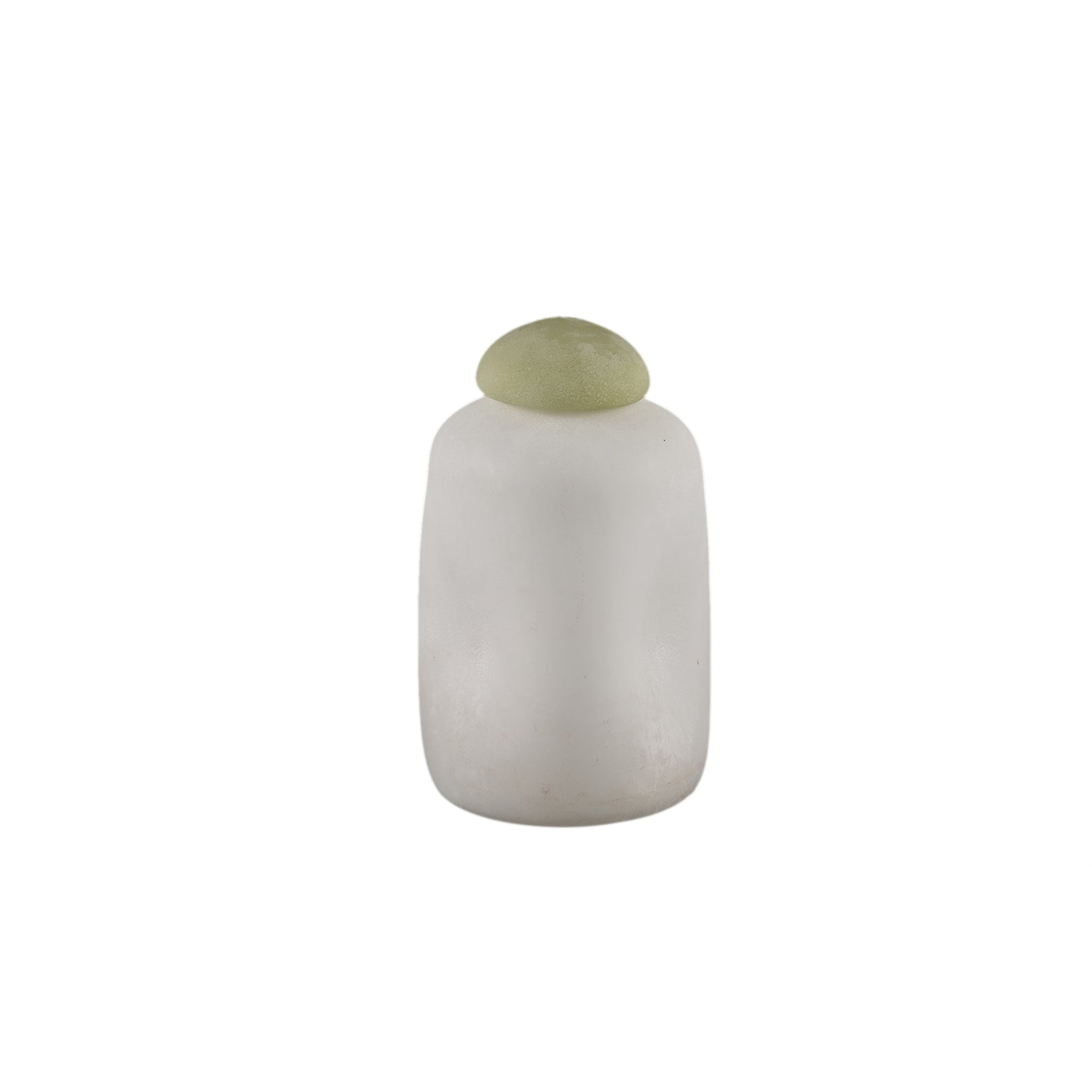 Karlie White Matte Glass Bulb Vase Green Top PTMD 16x16x25 - Vaas - PTMD - livinglovely.nl