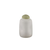 Karlie White Matte Glass Bulb Vase Green Top PTMD 16x16x25 - Vaas - PTMD - livinglovely.nl