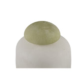 Karlie White Matte Glass Bulb Vase Green Top PTMD 16x16x25 - Vaas - PTMD - livinglovely.nl