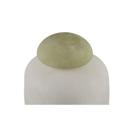 Karlie White Matte Glass Bulb Vase Green Top PTMD 16x16x25 - Vaas - PTMD - livinglovely.nl
