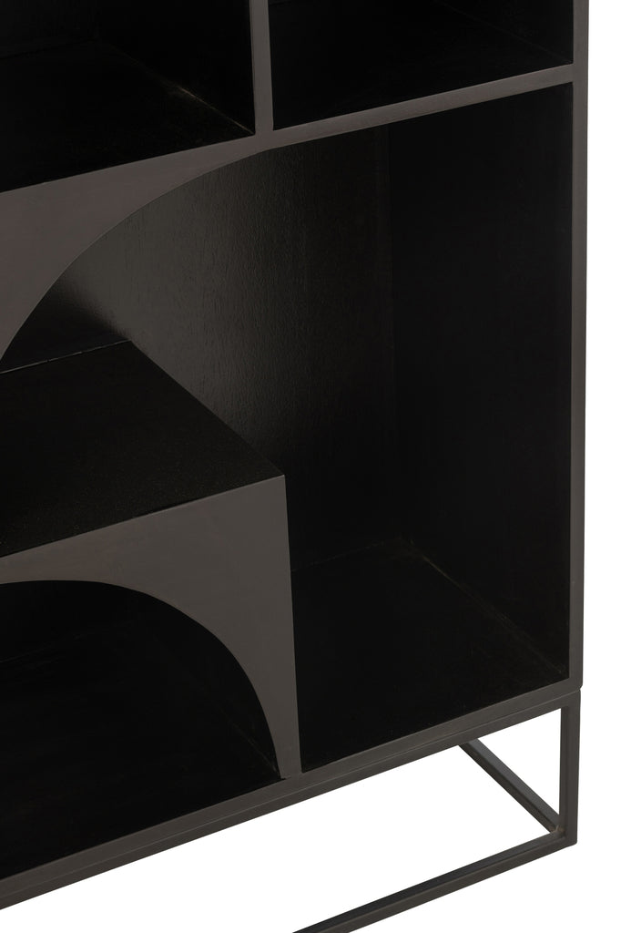 Kast Mode Mango Hout/Mdf Zwart - Boekenkast - J-Line - livinglovely.nl