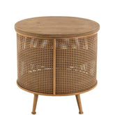 Kast Rond Metaal/Hout Bruin - Nachtkastje - J-Line - livinglovely.nl