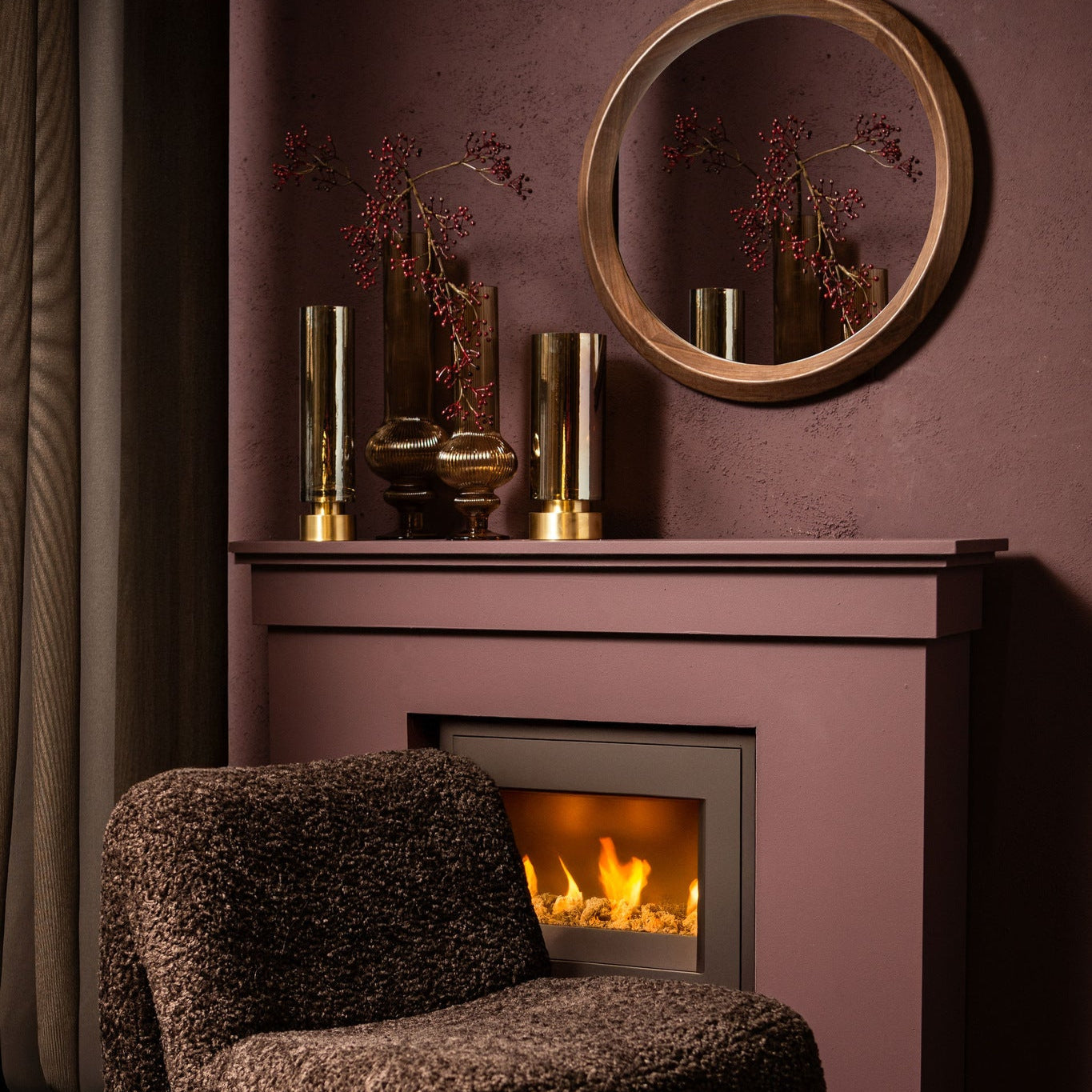 Keala Amber Round Ribbed Glass Vase On Base L Dia 15,5xH50cm PTMD - Vaas - PTMD - livinglovely.nl