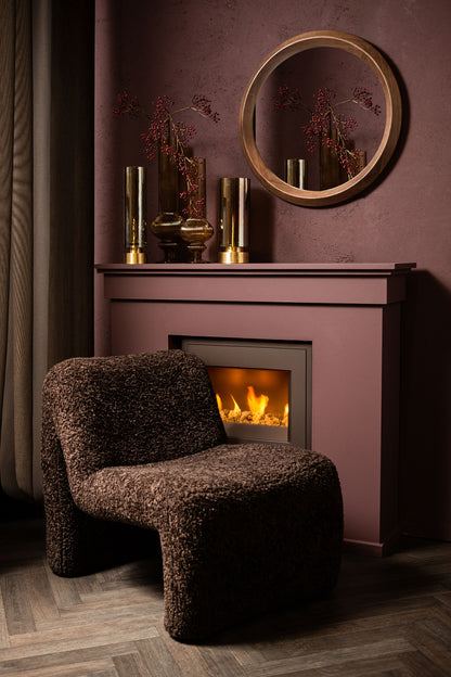 Keala Amber Round Ribbed Glass Vase On Base S Dia13,5xH40cm PTMD - Vaas - PTMD - livinglovely.nl