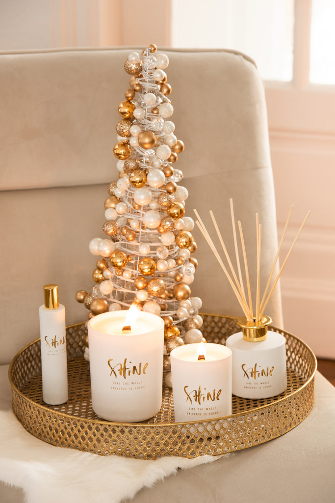 Kegel Mini Kerstballen Ecru/Goud Small 45x20cm - Kerstdecoratie - J-Line - livinglovely.nl