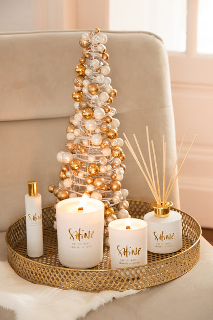 Kegel Mini Kerstballen Ecru/Goud Small 45x20cm - Kerstdecoratie - J-Line - livinglovely.nl