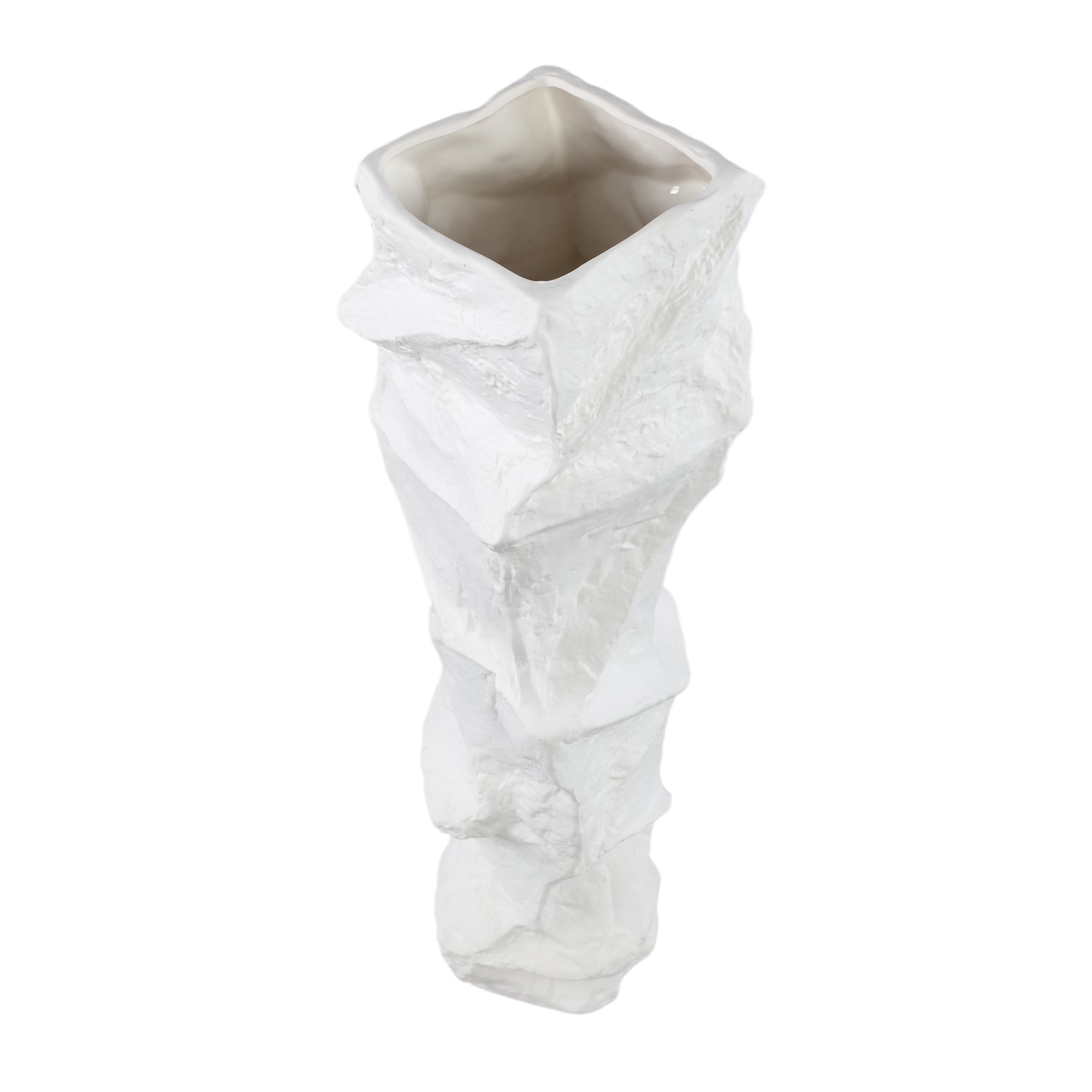 Kellie White Ceramic Organic Shaped Vase High 15,5x48cm PTMD - Vaas - PTMD - livinglovely.nl