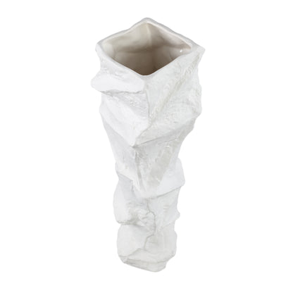 Kellie White Ceramic Organic Shaped Vase High 15,5x48cm PTMD - Vaas - PTMD - livinglovely.nl