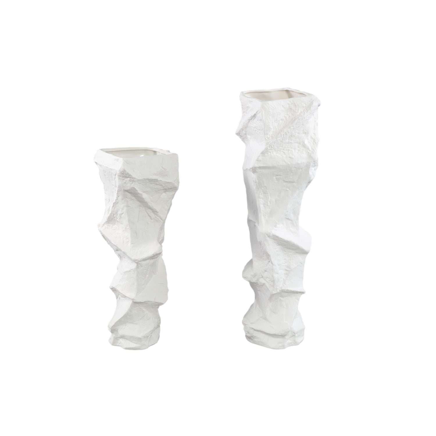 Kellie White Ceramic Organic Shaped Vase High 15,5x48cm PTMD - Vaas - PTMD - livinglovely.nl