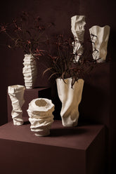 Kellie White Ceramic Organic Shaped Vase High 15,5x48cm PTMD - Vaas - PTMD - livinglovely.nl