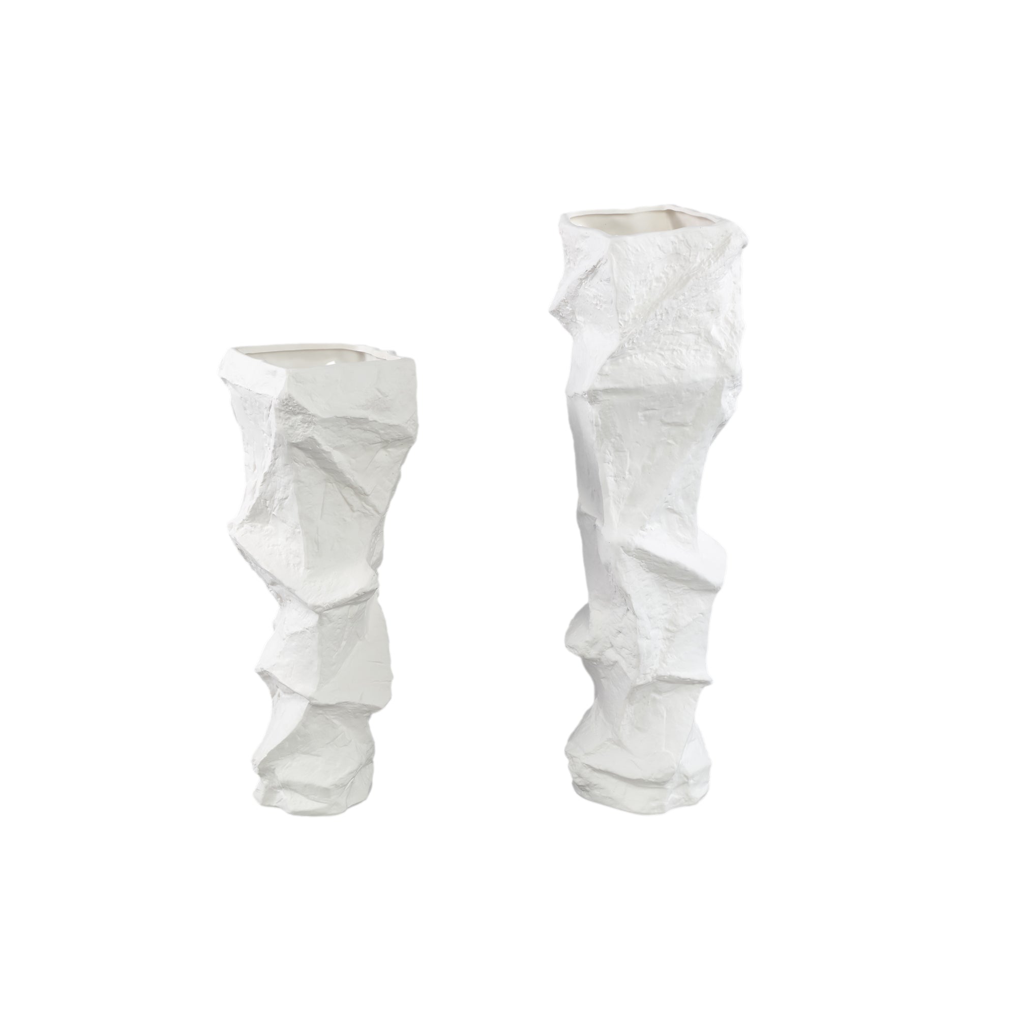 Kellie White Ceramic Organic Shaped Vase Low 15,5x38cm PTMD - Vaas - PTMD - livinglovely.nl