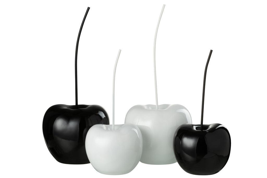 Kers Resine Blinkend Wit/Zwart Large Set Van 2 - Beeld - J-Line - livinglovely.nl