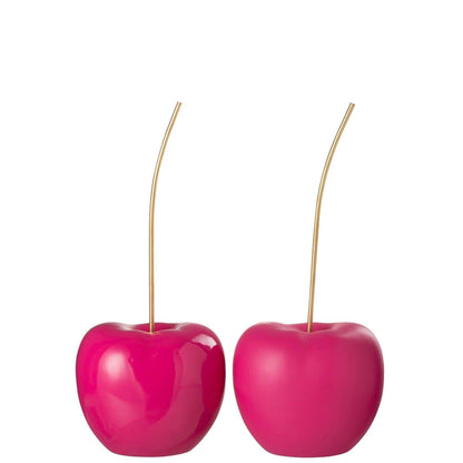 Kers Resine Blinkend/Mat Roze Small Set Van 2 - Beeld - J-Line - livinglovely.nl