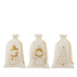 Kerst Zak Engel + Boom + Sneeuwpop Velvet Wit/Goud Large Set van 3 - Cadeauverpakking - J-Line - livinglovely.nl