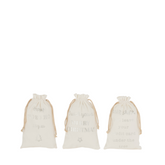 Kerst Zak Engels Velvet Wit Small Set van 3 - Cadeauverpakking - J-Line - livinglovely.nl