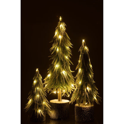 Kerstboom A+Led Kunststof Sneeuw Groen Small H30cm van J-Line, groene kerstboom van kunststof, van dichtbij gezien