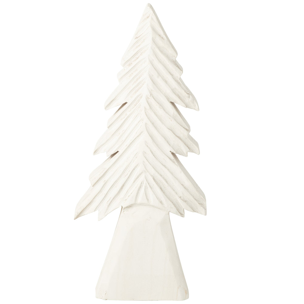 Kerstboom Gesneden Paulowniahout Large van J-Line, plat houten kerstboomsilhouet in gebroken wit, 75 cm hoog