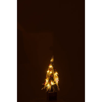 Kerstboom + Led Kunststof Sneeuw Groen/Rood Small H40cm van J-Line, detail van de takken en afwerking