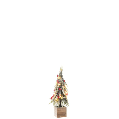 Kerstboom + Led Kunststof Sneeuw Groen/Rood Small H40cm van J-Line, geplaatst in een sfeervol interieur