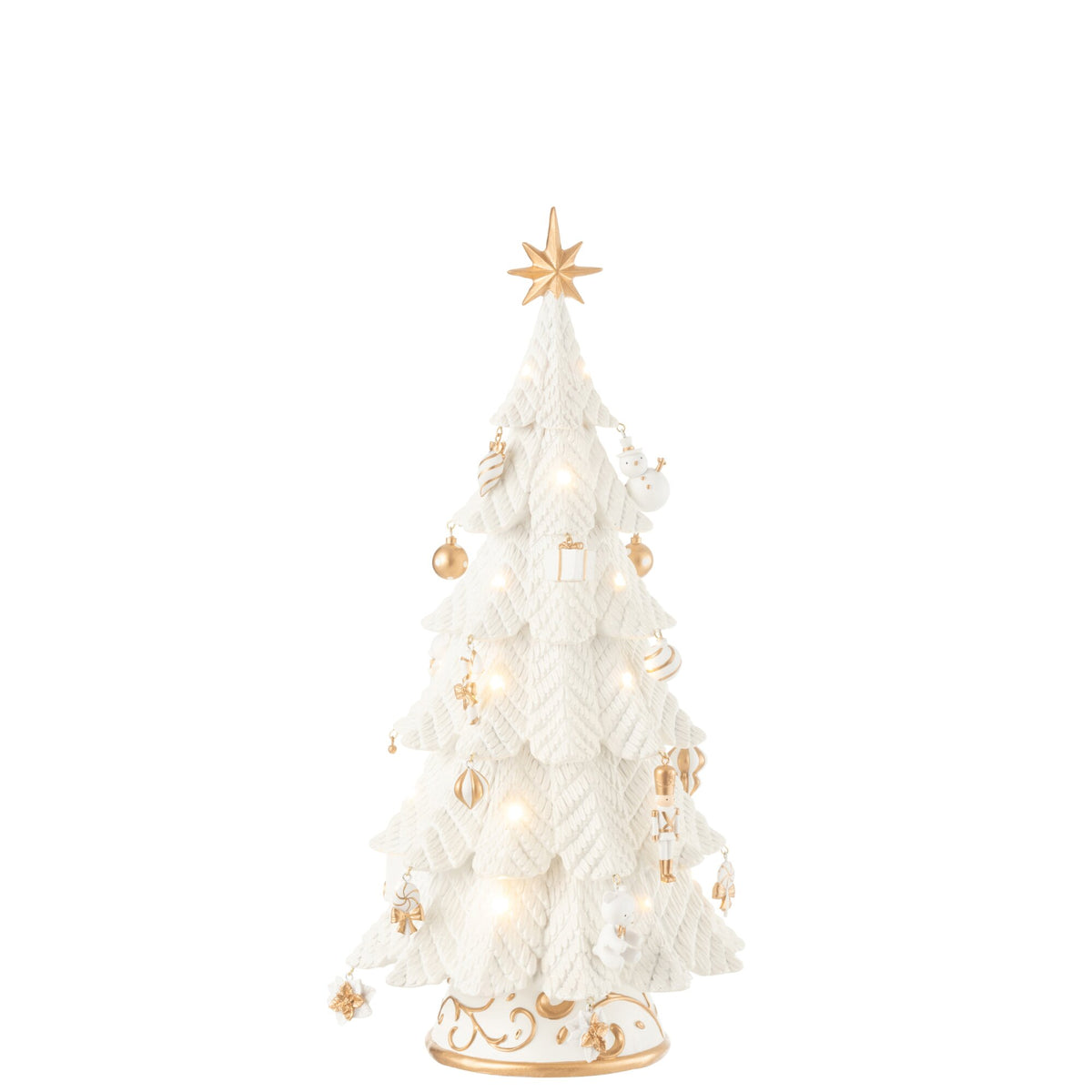 Kerstboom Led Ornamenten Resine Wit/Goud Small H51,5cm j-Line