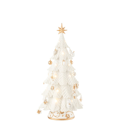 Kerstboom Led Ornamenten Resine Wit/Goud Small H51,5cm j-Line
